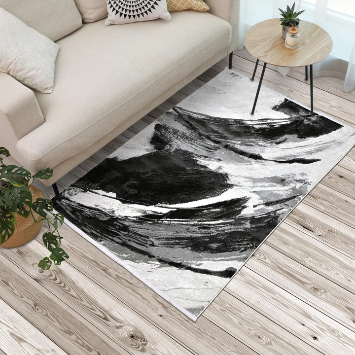 Grey Abstract Turkish Rug 4x6 FT