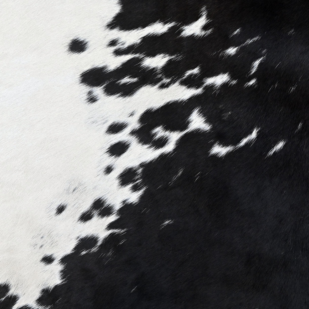 Black and White Panda Print Cowhide Rug 4x4 FT