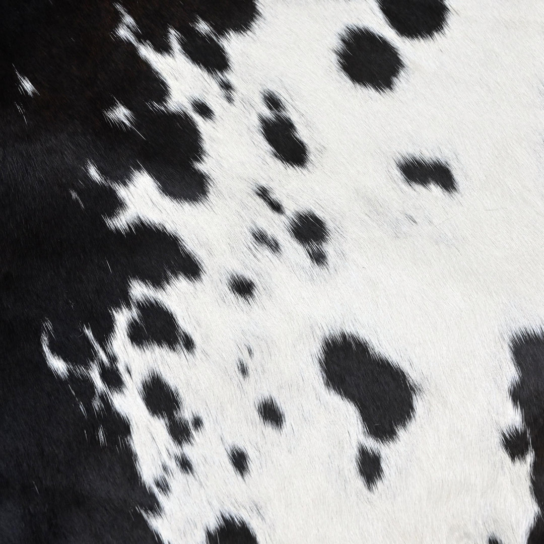 Black and White Panda Print Cowhide Rug 4x4 FT