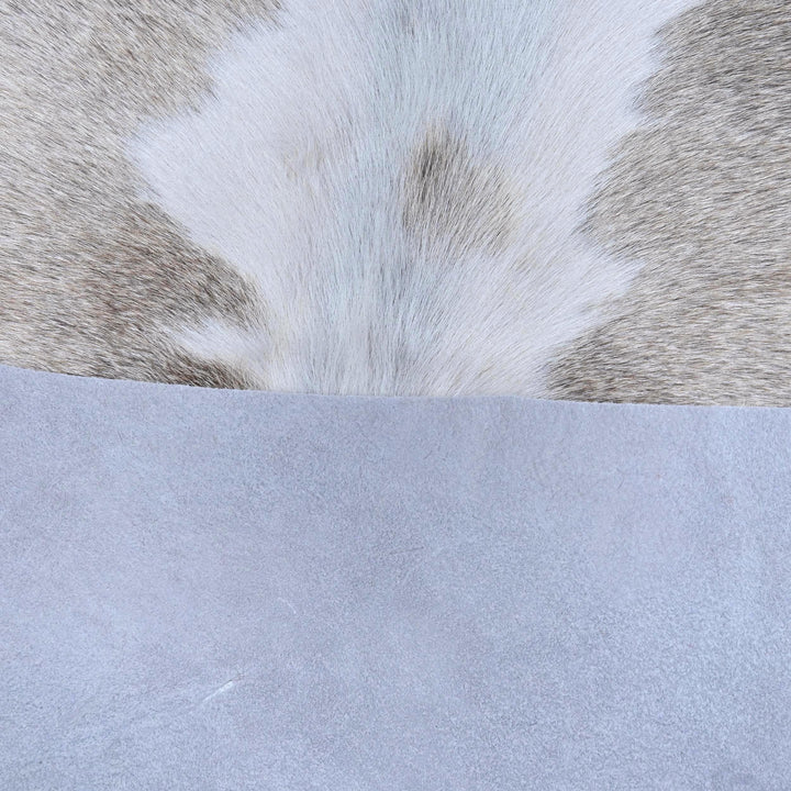 Grey & White Cowhide Rug 4x4 FT
