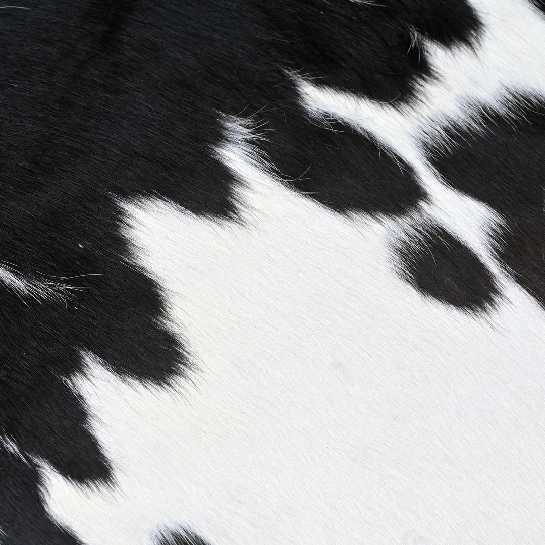 Black & White Spotted Cowhide Rug 4X4.5 FT