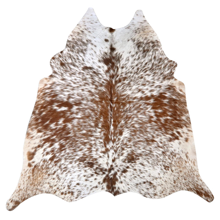 Brown & White Spotted Cowhide Rug 4X4.5 FT