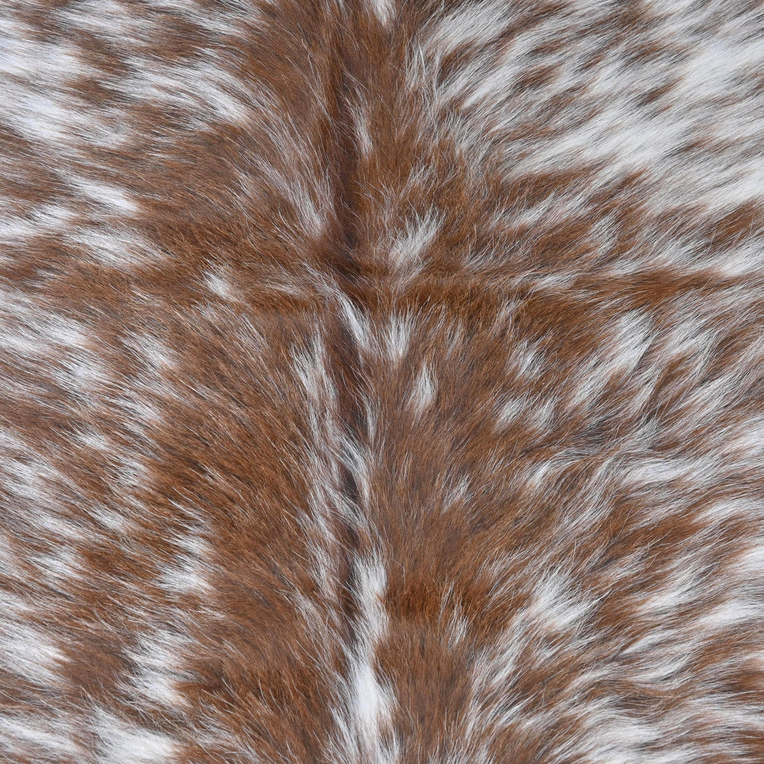 Brown & White Spotted Cowhide Rug 4X4.5 FT