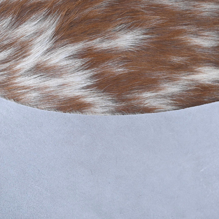 Brown & White Spotted Cowhide Rug 4X4.5 FT