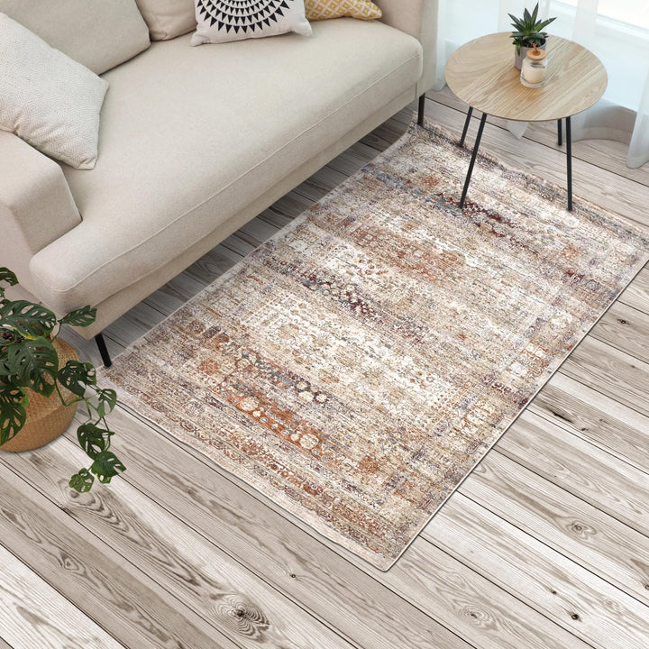 Beige Plain Turkish Rug 5x8 Ft