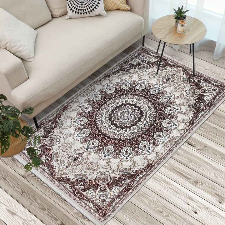 Brown Floral Turkish Rug 4x6 Ft