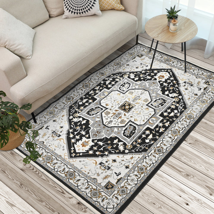 Grey Floral Turkish Rug 5X8 Ft