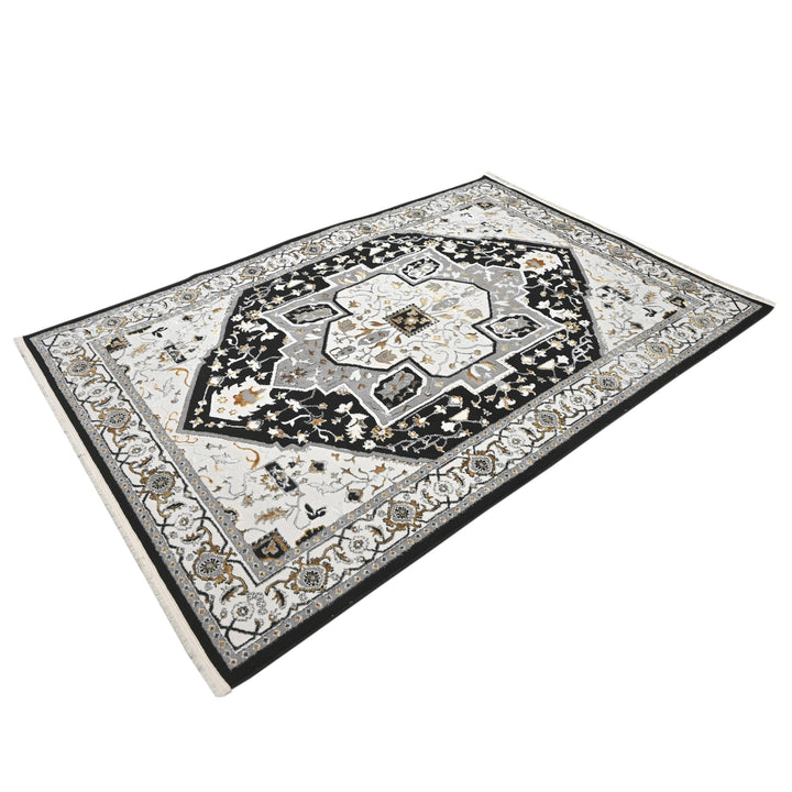Grey Floral Turkish Rug 5X8 Ft