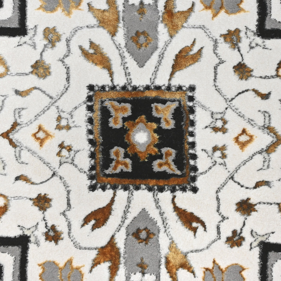 Grey Floral Turkish Rug 5X8 Ft