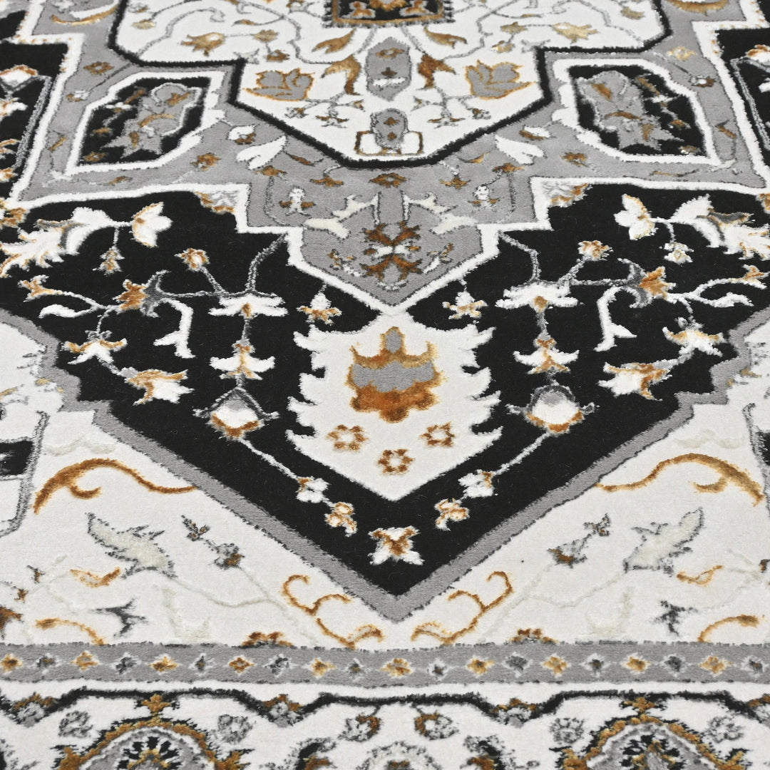 Grey Floral Turkish Rug 5X8 Ft