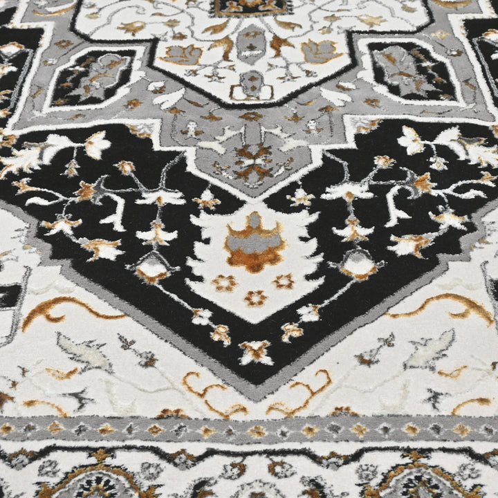 Grey Floral Turkish Rug 5X8 Ft