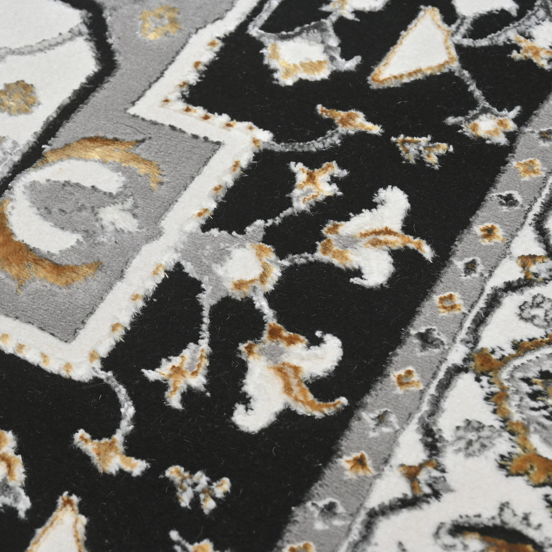 Grey Floral Turkish Rug 5X8 Ft