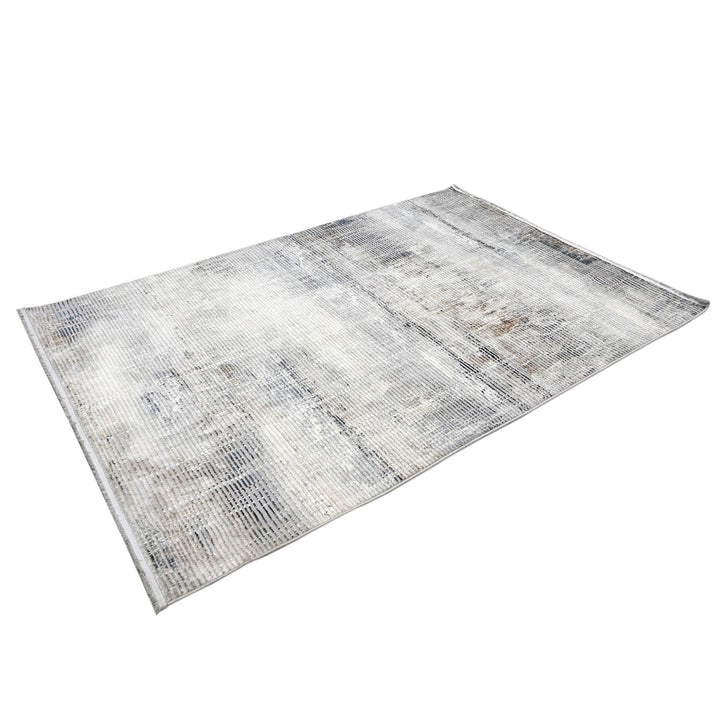 Grey Strips Turkish Rug 4x6 Ft