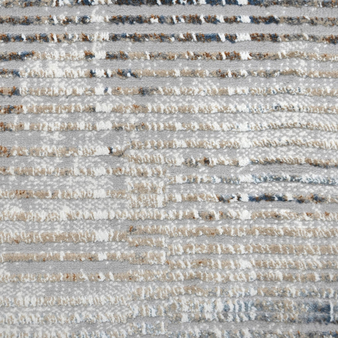 Grey Strips Turkish Rug 4x6 Ft