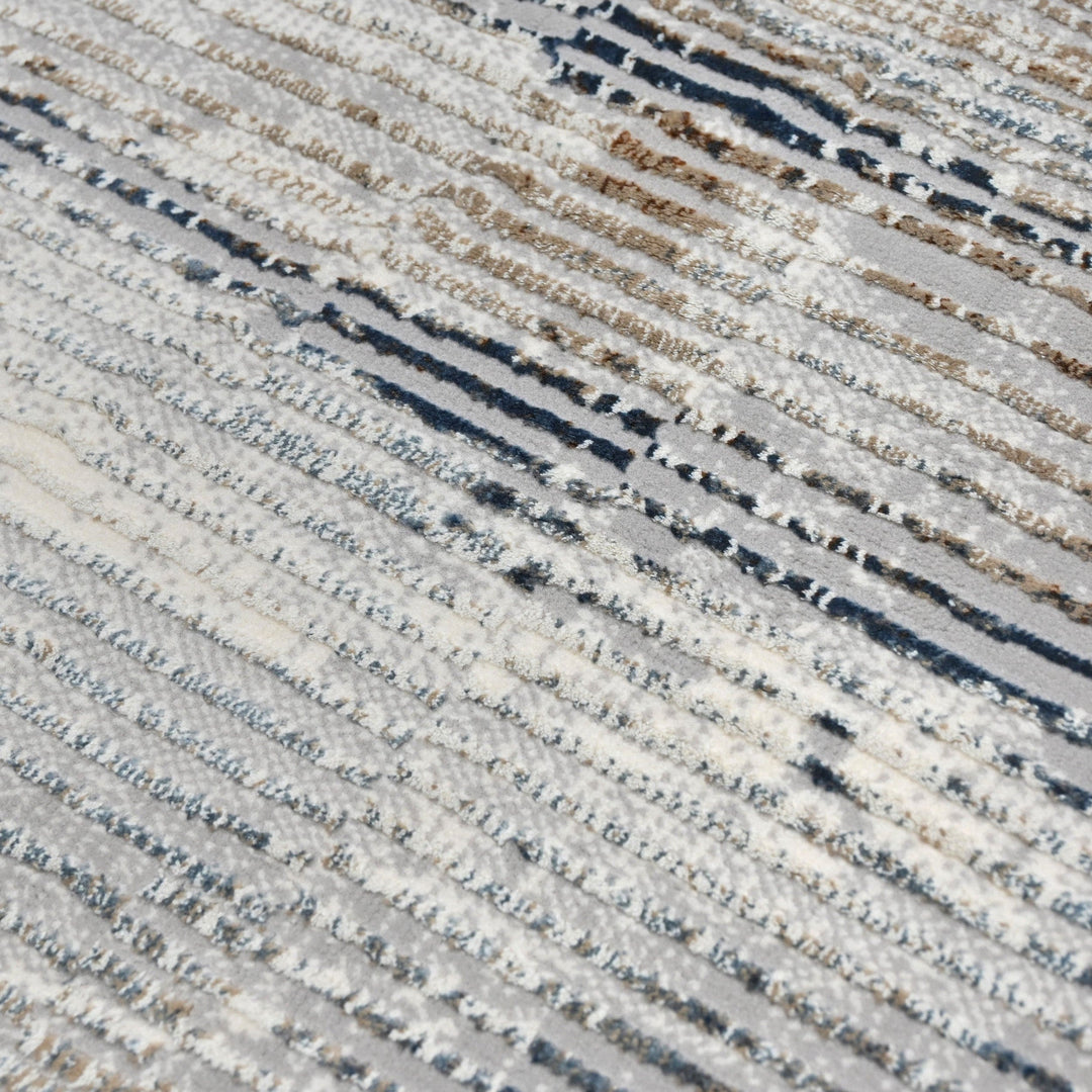 Grey Strips Turkish Rug 4x6 Ft