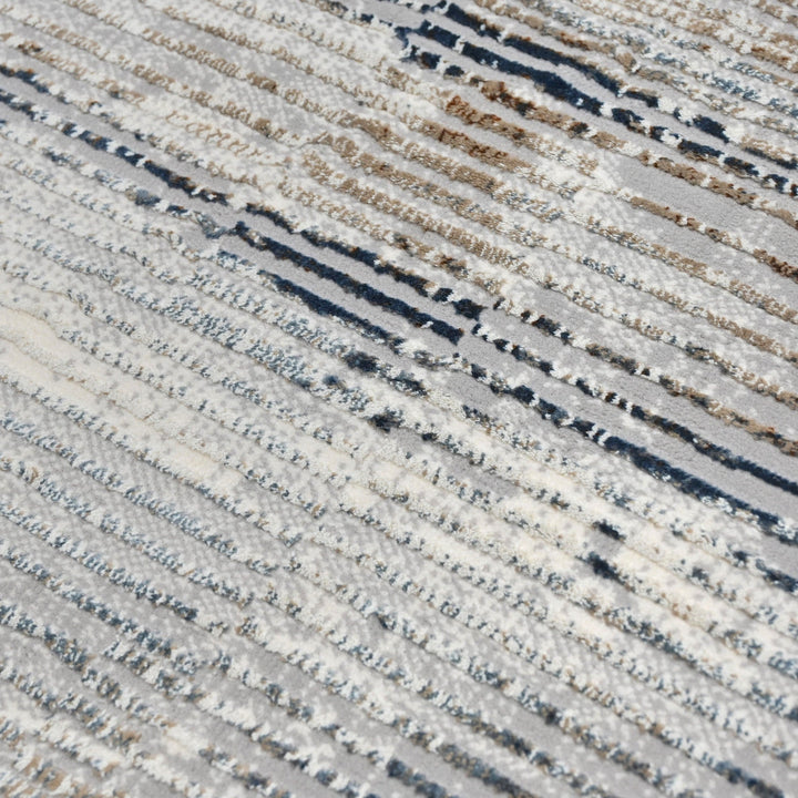 Grey Strips Turkish Rug 4x6 Ft