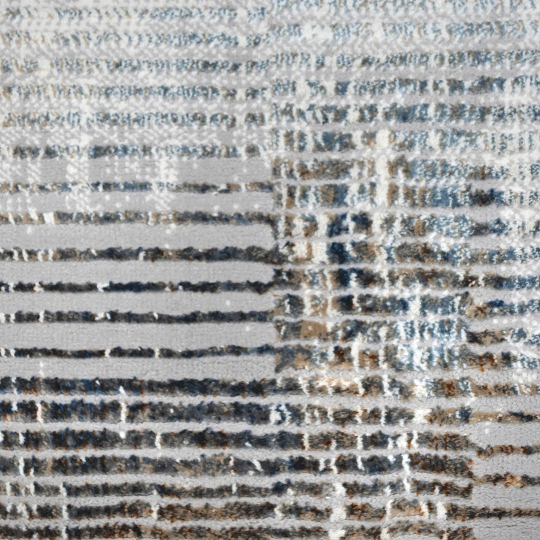 Grey Strips Turkish Rug 4x6 Ft