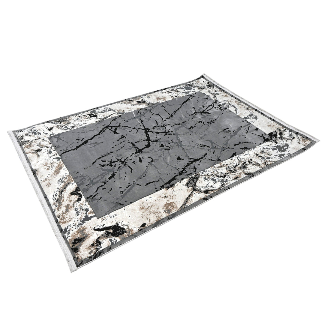 Dark Grey Abstract Turkish Rug 4x6 ft