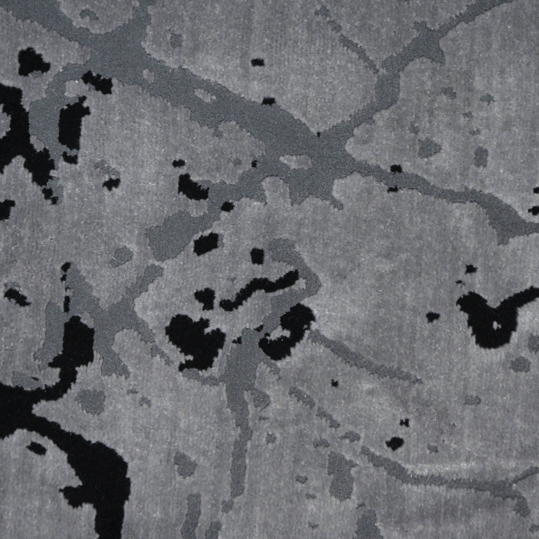 Dark Grey Abstract Turkish Rug 4x6 ft