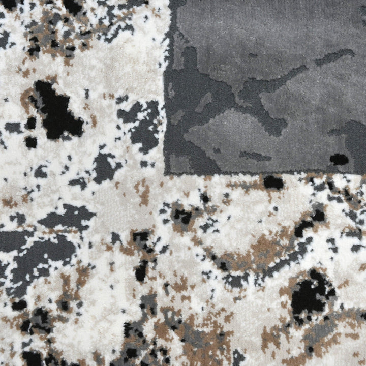 Dark Grey Abstract Turkish Rug 4x6 ft