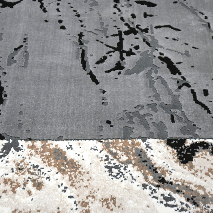 Dark Grey Abstract Turkish Rug 4x6 ft