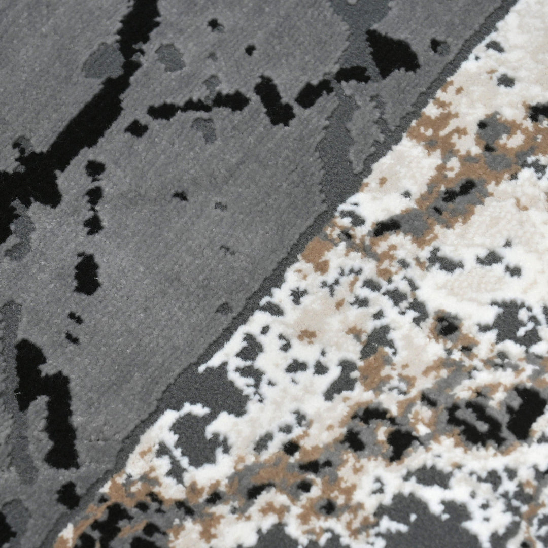 Dark Grey Abstract Turkish Rug 4x6 ft