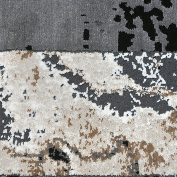 Dark Grey Abstract Turkish Rug 4x6 ft