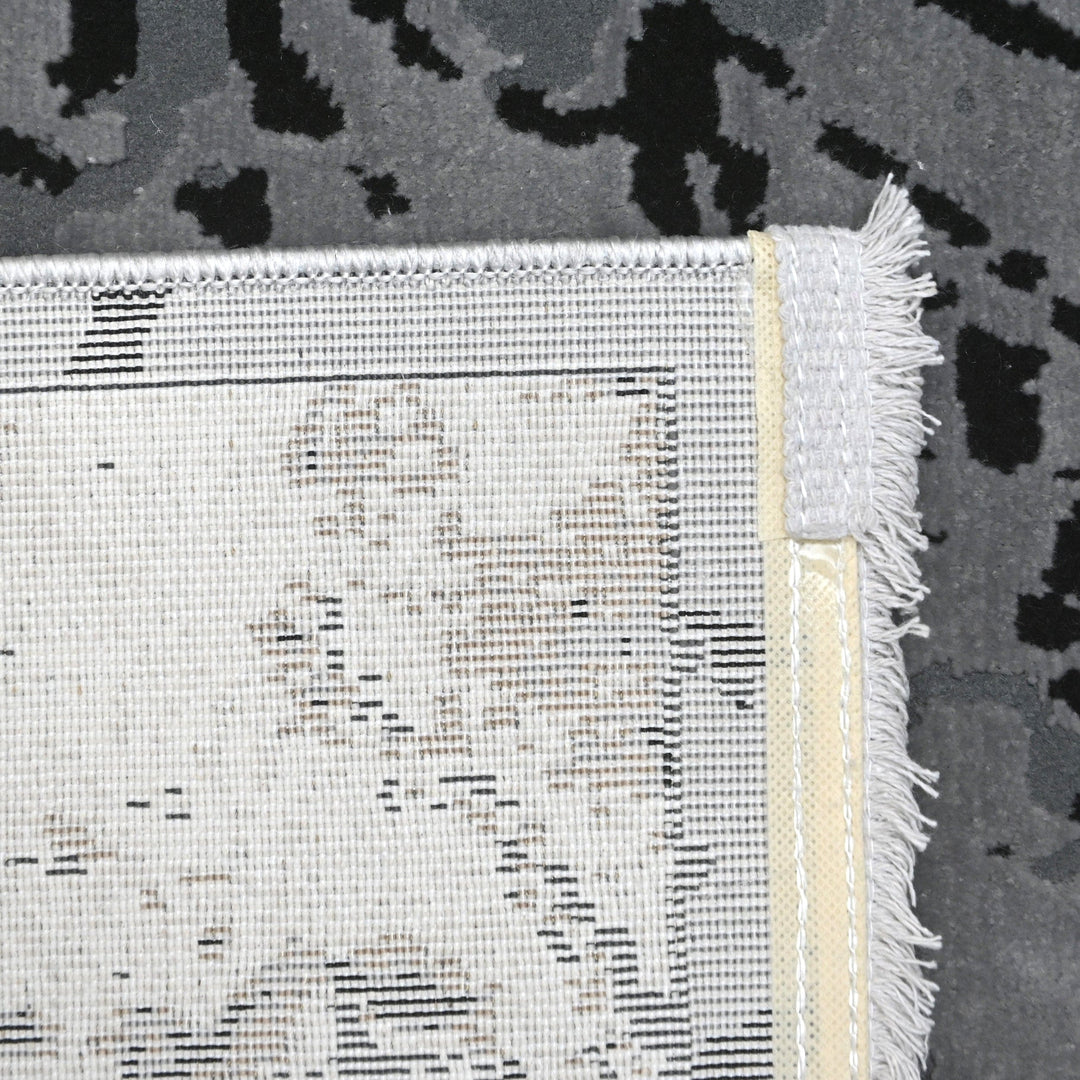 Dark Grey Abstract Turkish Rug 4x6 ft