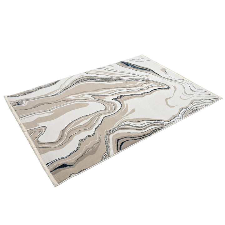 Off White Waves Turkish Rug 7X10 FT