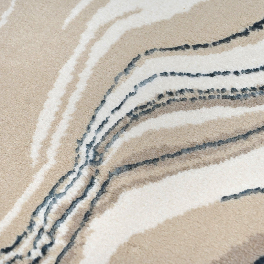 Off White Waves Turkish Rug 7X10 FT