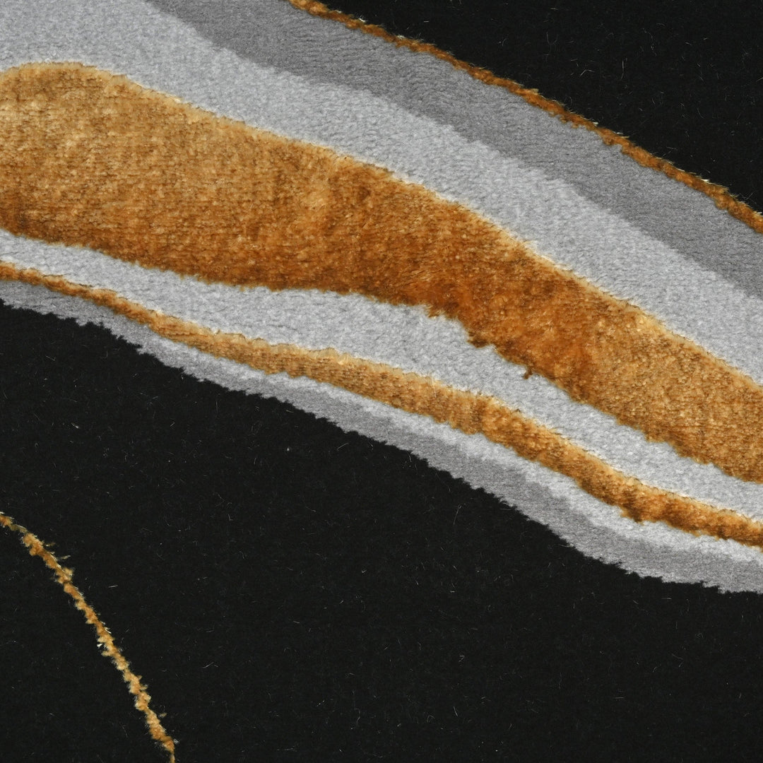 Black & Grey Waves Turkish Rug 4x6 ft