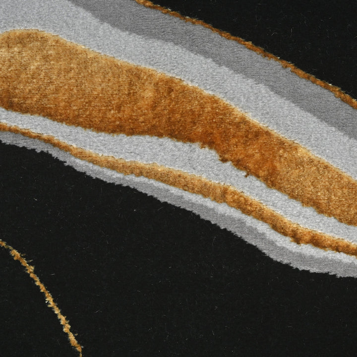 Black & Grey Waves Turkish Rug 4x6 ft