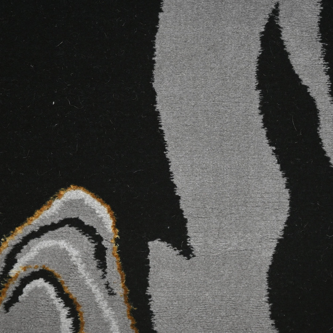 Black & Grey Waves Turkish Rug 4x6 ft