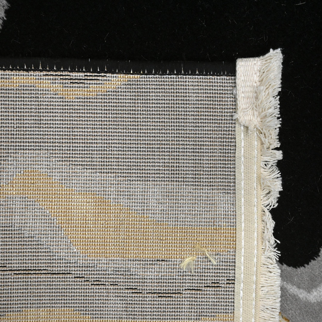 Black & Grey Waves Turkish Rug 4x6 ft