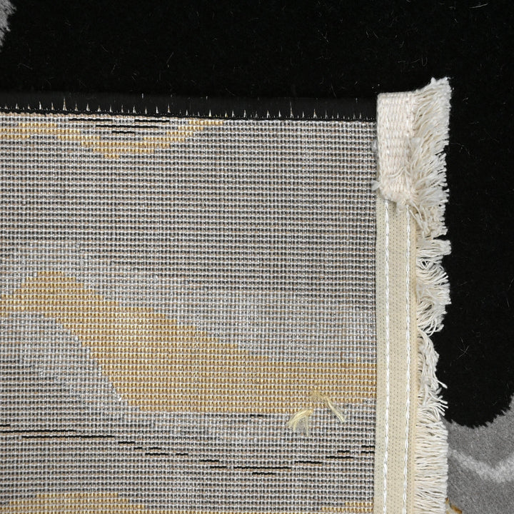 Black & Grey Waves Turkish Rug 4x6 ft