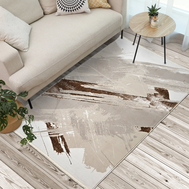 Beige Waves Turkish Rug 4x6 ft