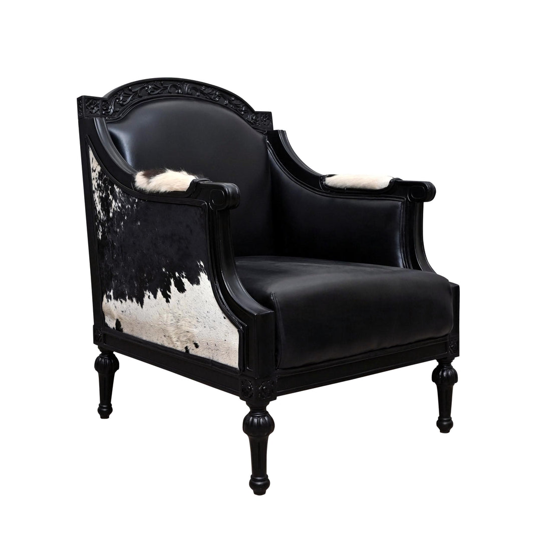 Black Cow Hide Vintage Chair