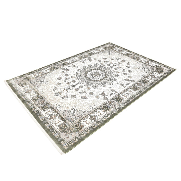 Off White Floral Turkish Rug 5X8 ft