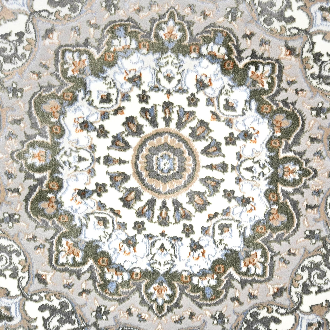 Off White Floral Turkish Rug 5X8 ft