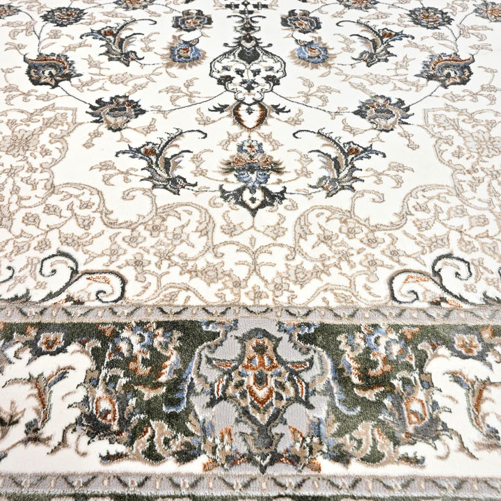 Off White Floral Turkish Rug 5X8 ft