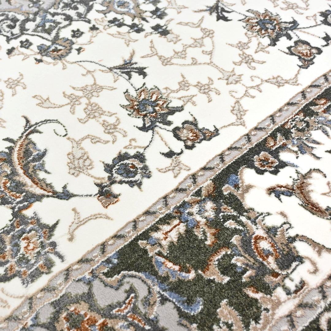 Off White Floral Turkish Rug 5X8 ft