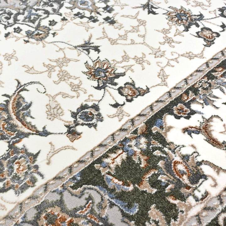 Off White Floral Turkish Rug 5X8 ft