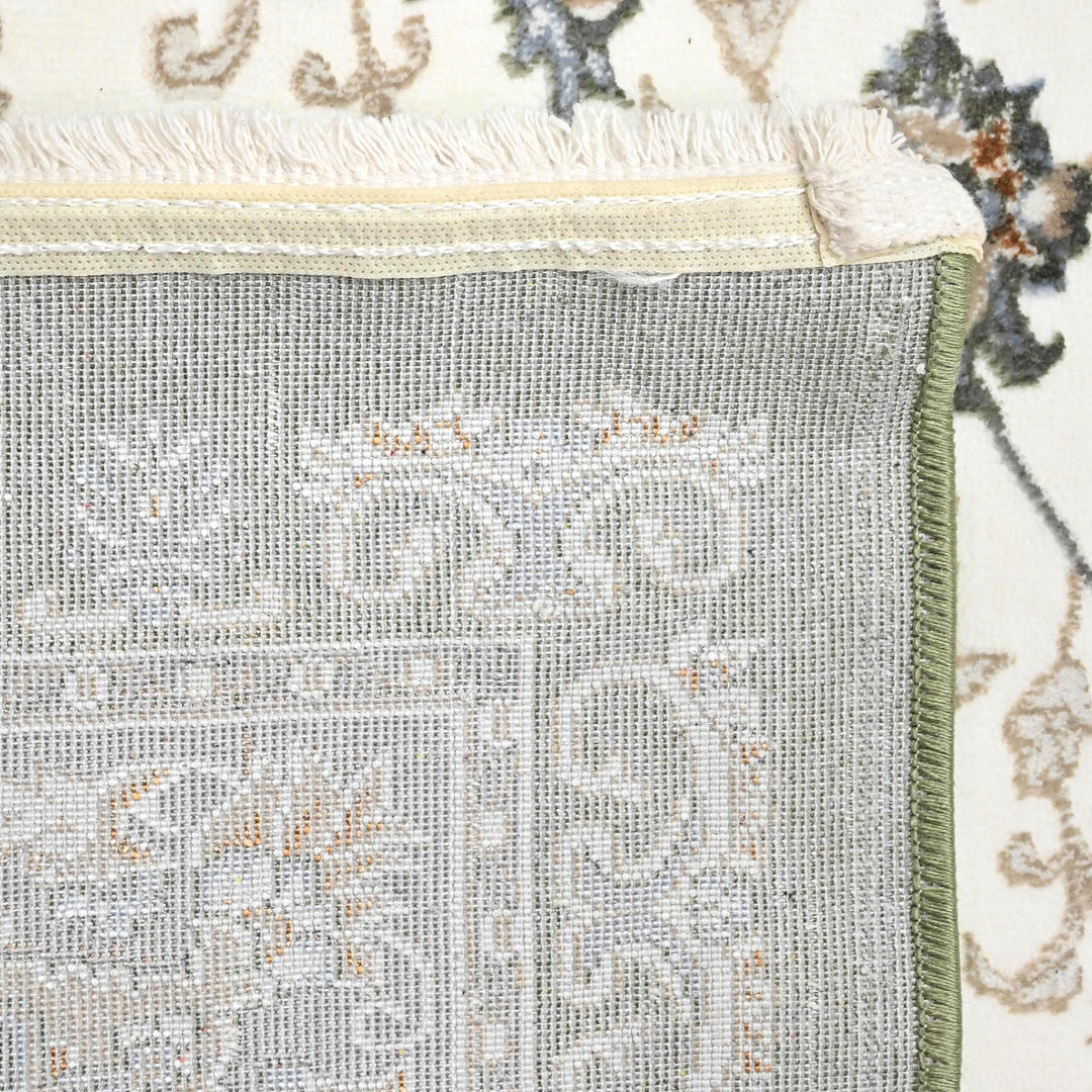 Off White Floral Turkish Rug 5X8 ft