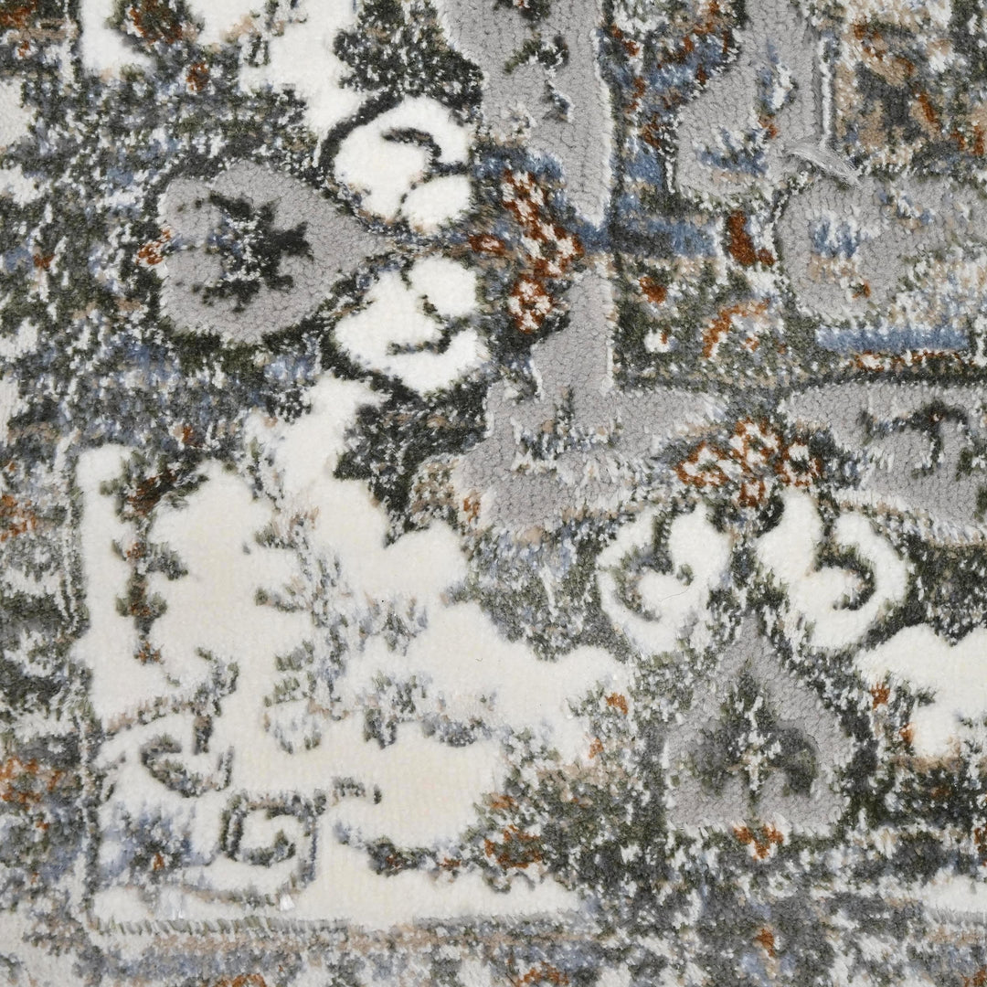 Grey Floral Turkish Rug 4x6 Ft