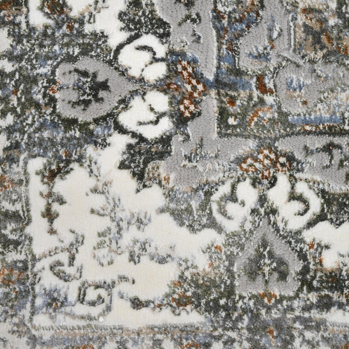 Grey Floral Turkish Rug 4x6 Ft