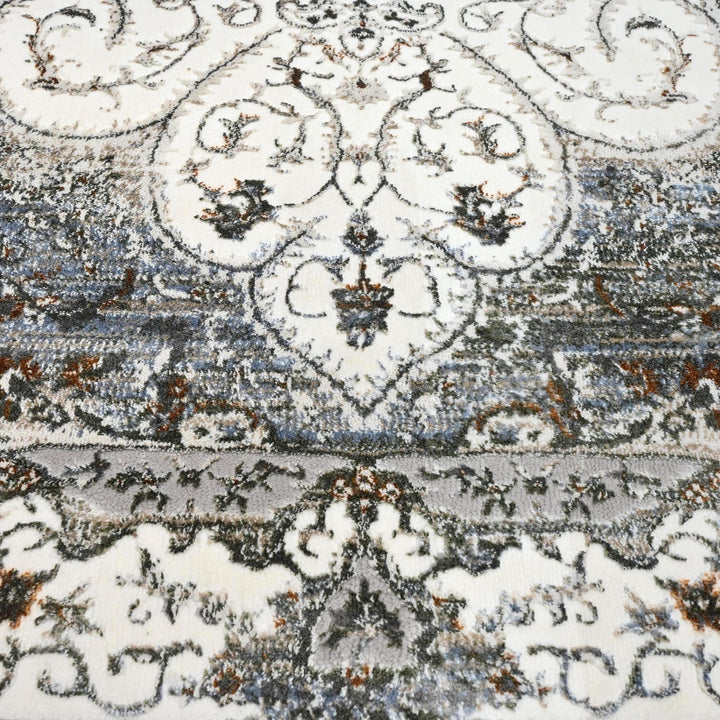 Grey Floral Turkish Rug 4x6 Ft