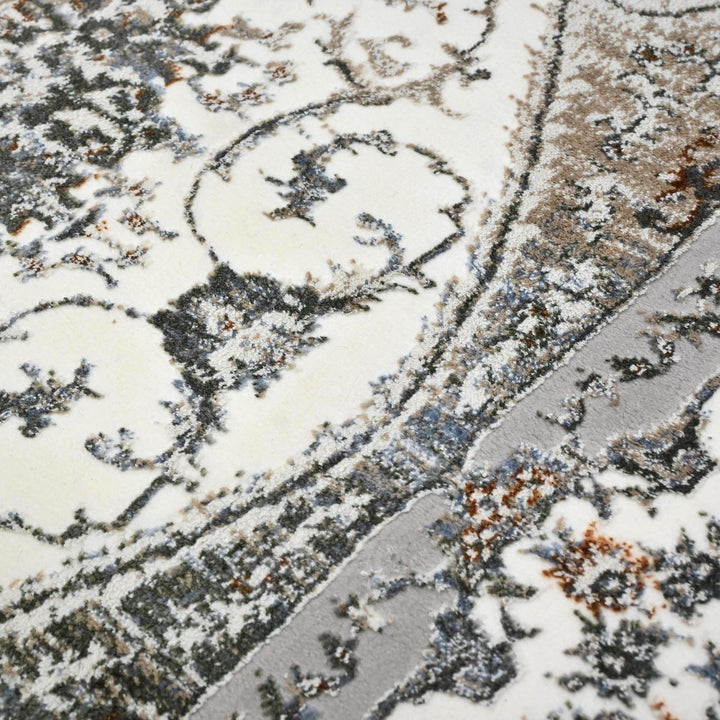 Grey Floral Turkish Rug 4x6 Ft
