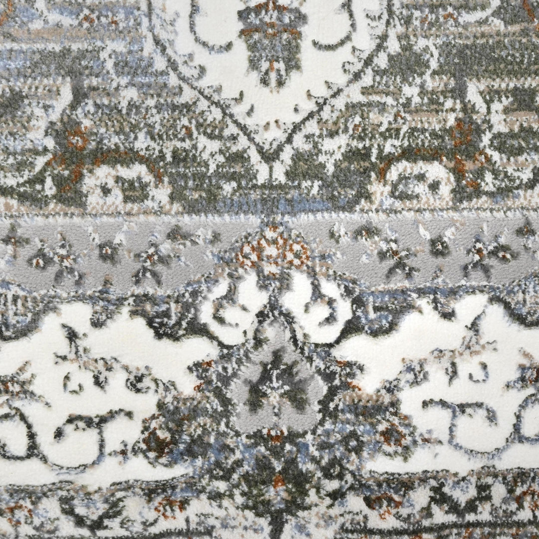 Grey Floral Turkish Rug 4x6 Ft