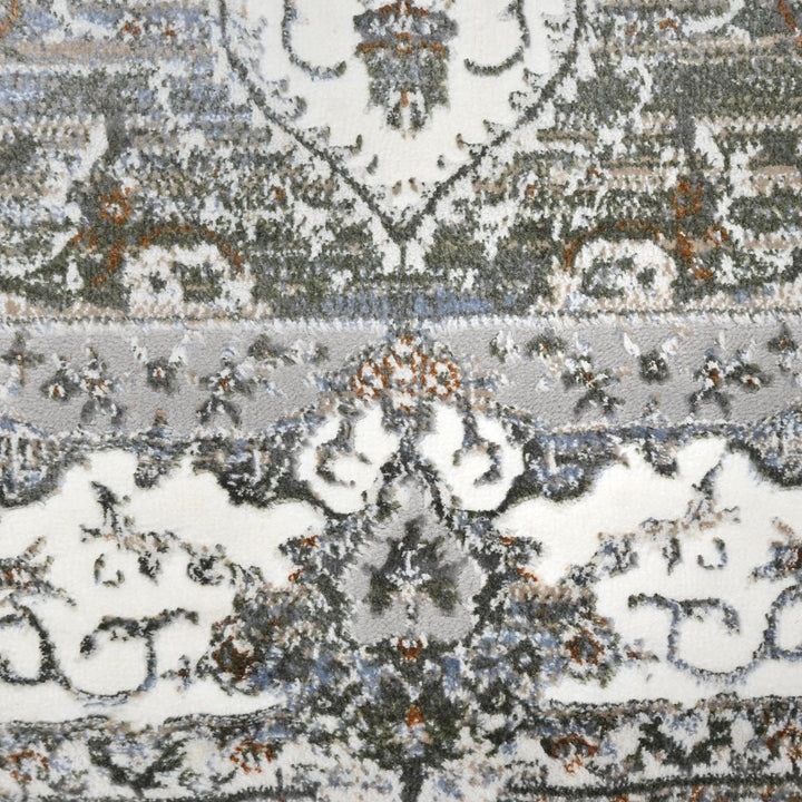 Grey Floral Turkish Rug 4x6 Ft