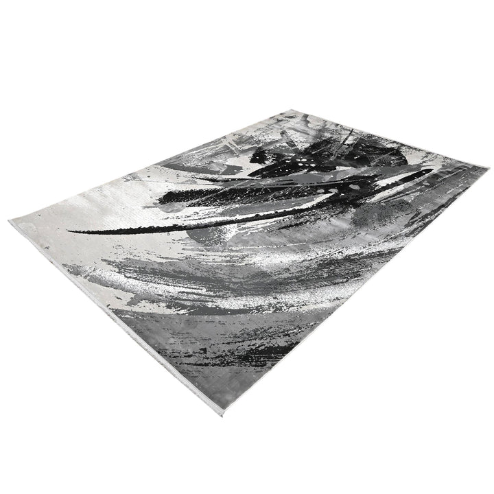 Black & Grey Splash Turkish Rug 7X10 Ft